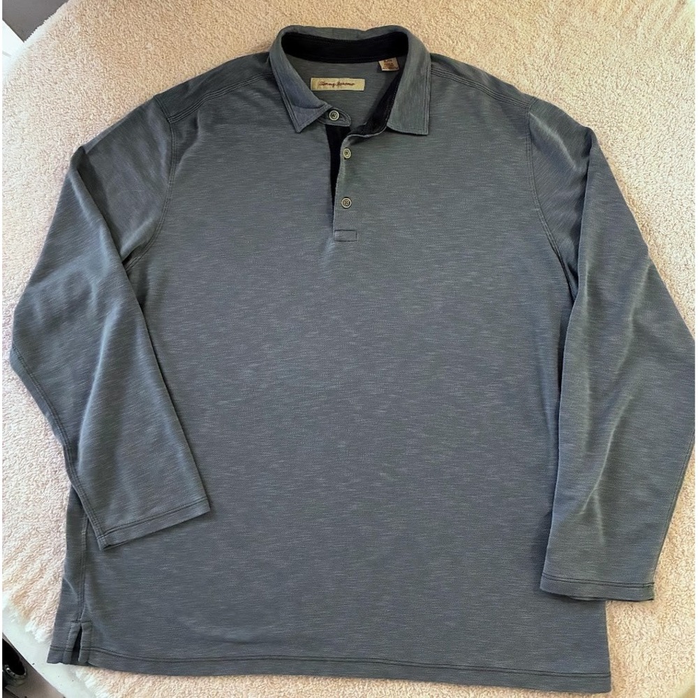 Tommy Bahama Shirt Mens XL Polo Long Sleeve Lightweight Casual Golf Blue